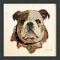 Solid Storage Supplies English Bulldog Pup Dimensional Art Collage Hand Signed by Alex Zeng Framed Graphic Wall Art SO996055